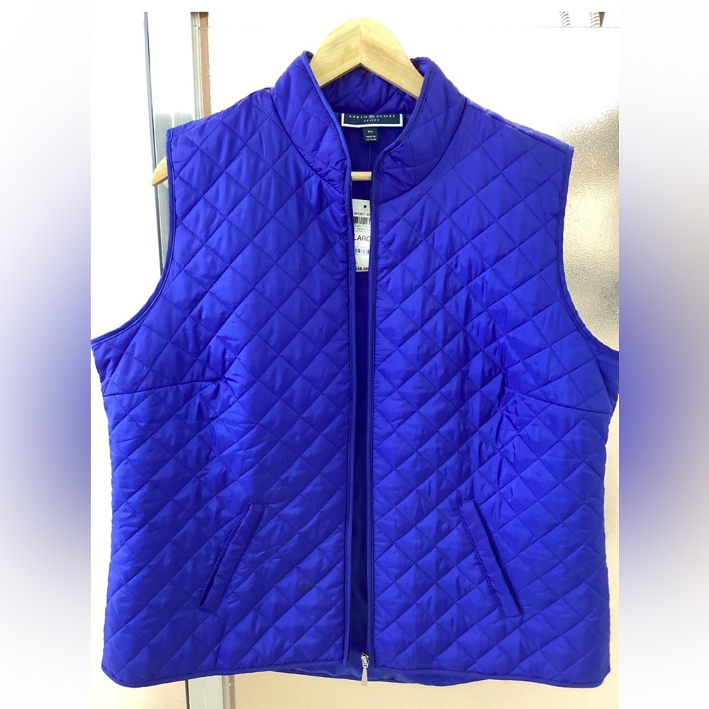 Karen Scott Sport Blue Quilted Puffer Vest Size XL NWT